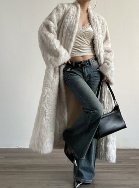 Acupstudio江右上 宽松长款毛毛大衣女新款冬季毛茸茸仿皮草外套