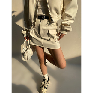 AcupStudio江右上美式立体口袋工装半身裙小众设计感分叉包臀裙子