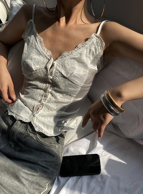 AcupStudio江右上蕾丝吊带背心女设计感小众百搭修身显瘦辣妹上衣