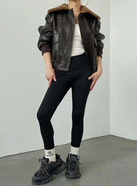 AcupStudio江右上 复古翻领板栗短款夹棉皮衣外套女秋冬加厚上衣