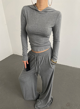 AcupStudio江右上休闲运动套装女春季慵懒垂感连帽卫衣裤子两件套