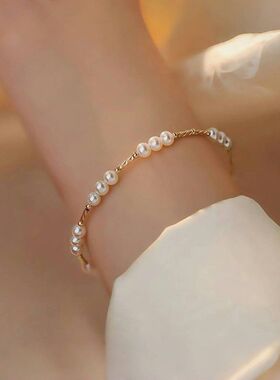 5mm天然淡水珍珠可调手镯女款