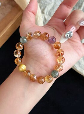 天然黄水晶金虎眼显白手链女款