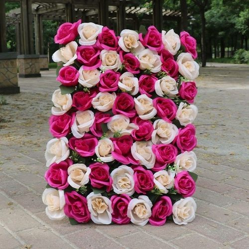 新款婚庆道具56头加宽加大排花拱门 平板花 花柱绢花墙装饰用品