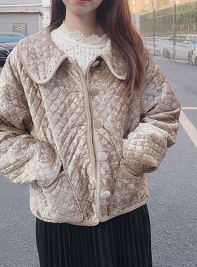 annuus日系女装ParAvion短外套女丝绒 年新款春季提花上衣潮