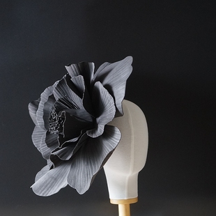 欧美夸张超大立体花朵发箍头饰舞会演出写真摄影凹造型发饰黑色秋