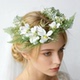 森系仿真花环新娘头饰白色小花绿叶编织婚庆造型拍照写真表演饰品