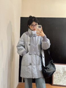 高品质韩系带帽披肩羽绒服女2025冬新款宽松百搭气质显瘦长款外套