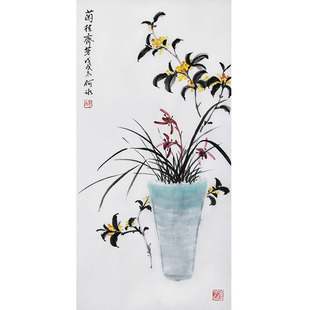 兰桂齐芳原创纯手绘桂花兰花国画横幅挂画无框装饰画礼品字画真迹