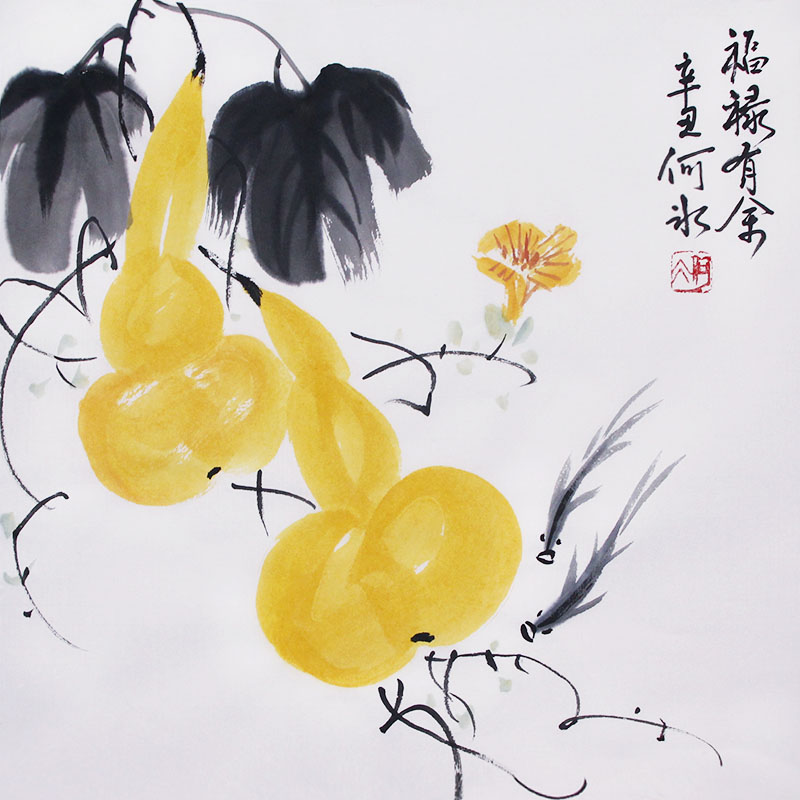 何冰原创纯手绘葫芦国画真迹收藏书画作品简约装饰画无框挂画宣纸