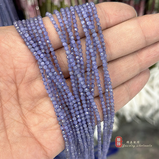天然2A高品质坦桑石切面小圆珠散珠子 diy手链项链锁骨链串珠配件