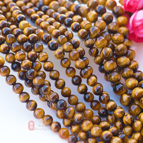 黄虎眼石串珠6-14mm天然水晶手链