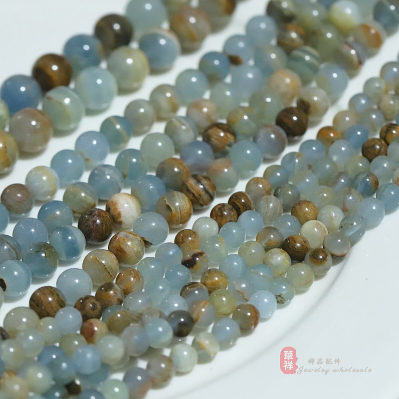 天然方解石圆珠 蓝方解石calcite水晶散珠子 diy手链项链串珠配件