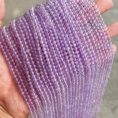 天然高品质冰种薰衣草紫水晶圆珠4mm紫玉紫晶散珠diy手链项链配件