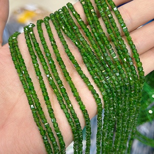 天然透辉石绿祖母绿方糖水晶隔珠切面四方珠散珠diy手链项链配件