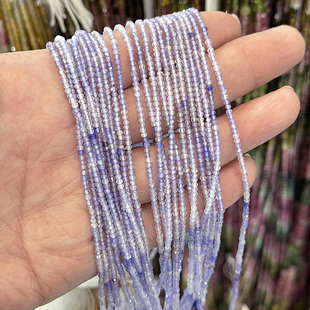 天然冰种渐变坦桑石切面珠子 2mm扁圆珠算盘珠散珠 diy饰品配件