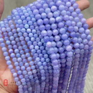 天然星空蓝玉石圆珠 6-10mm优化坦桑石水晶散珠 diy手链项链配件