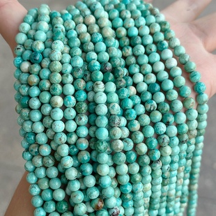 天然原矿秘鲁松石圆珠 10mm绿松石散珠diy手链项链串珠饰品配件