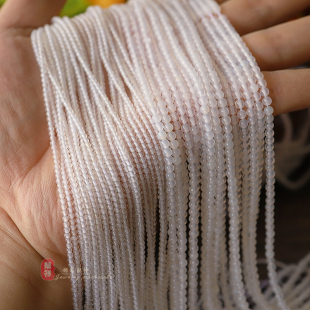 天然净透白玛瑙圆珠 手工diy编织材料串珠隔珠手链散珠饰品配件