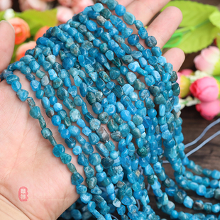 天然无优化磷灰石直孔随形石(Apatite)碎石散珠diy手串饰品配件