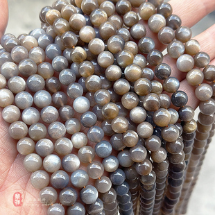 天然黑骨干圆珠 12mm黑金骨干黑太阳石散珠diy手链项链串珠配件