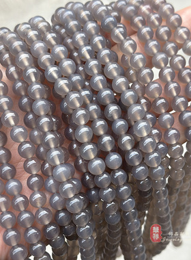 天然灰玛瑙串珠散珠 4-12mm灰色玛瑙圆珠DIY水晶饰品配件材料配珠