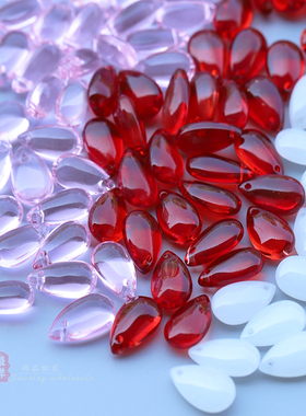 促销20颗 8x14mm水滴光面吊坠DIY手工材料古风发簪琉璃水晶散珠子