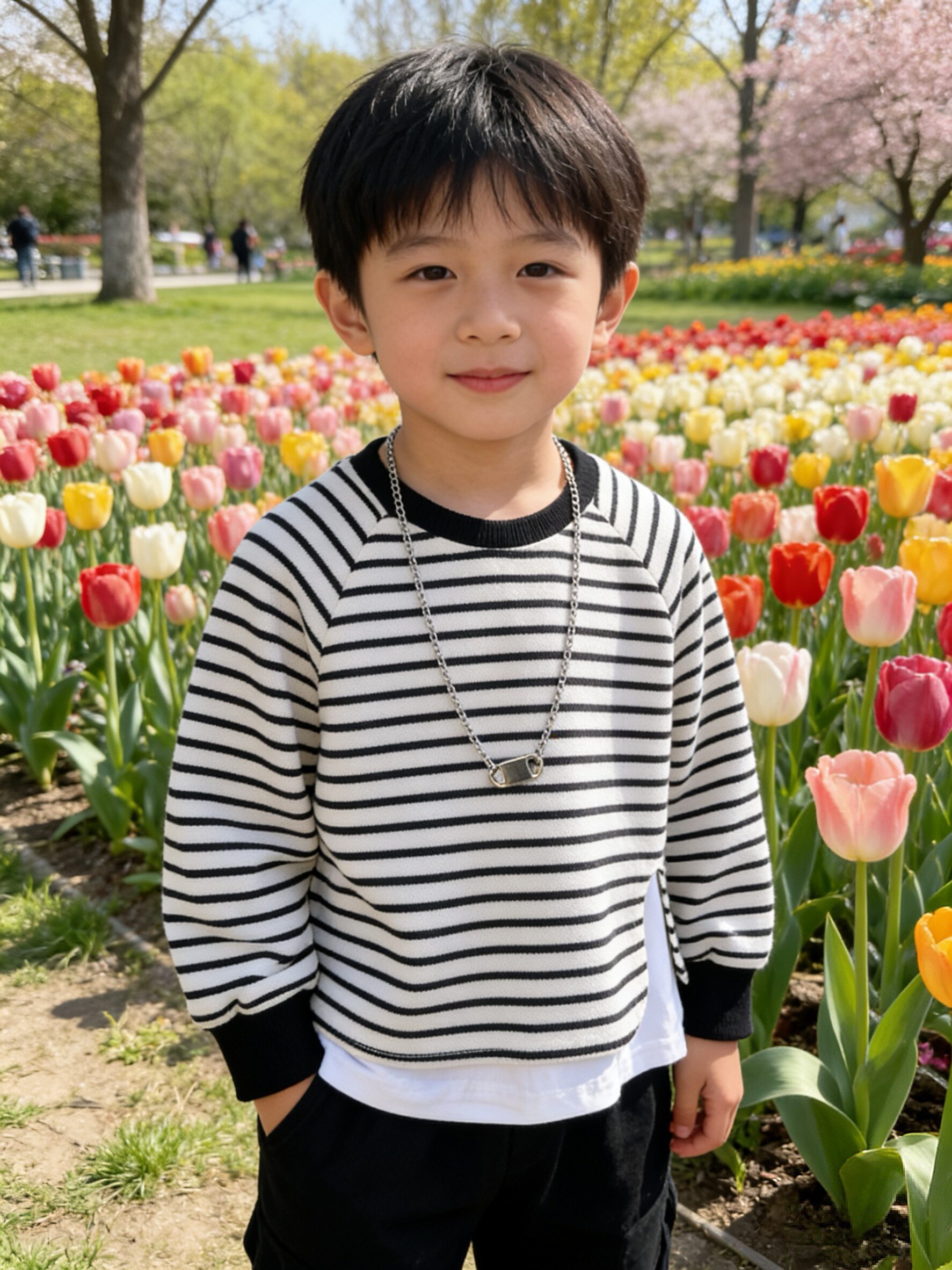 男女小童条纹假二件卫衣T恤春秋26款儿童洋气时髦宝宝套头上衣
