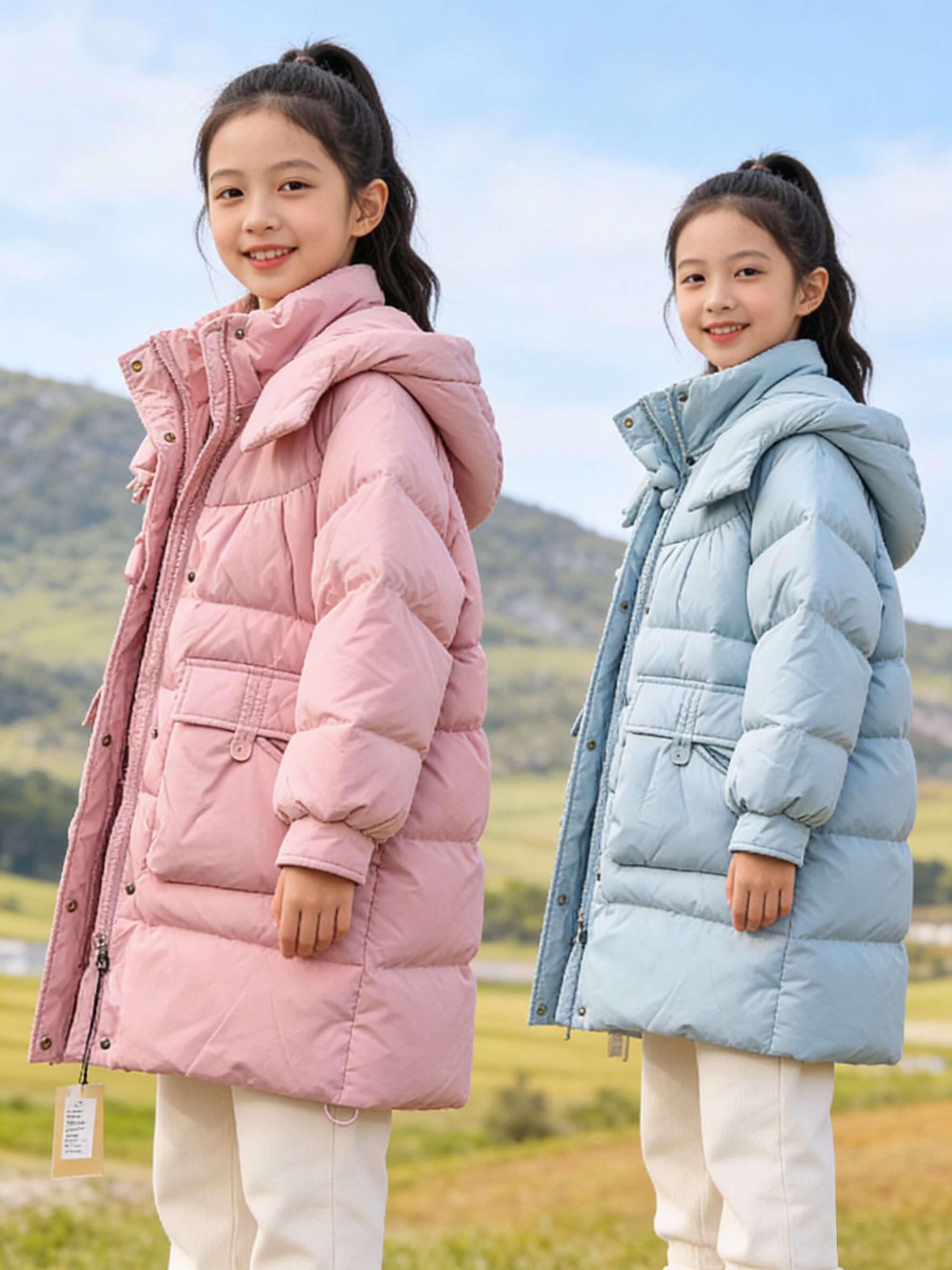 女中童羽绒服冬装2026新款洋气儿童加厚白鸭绒外套中长款冬款上衣