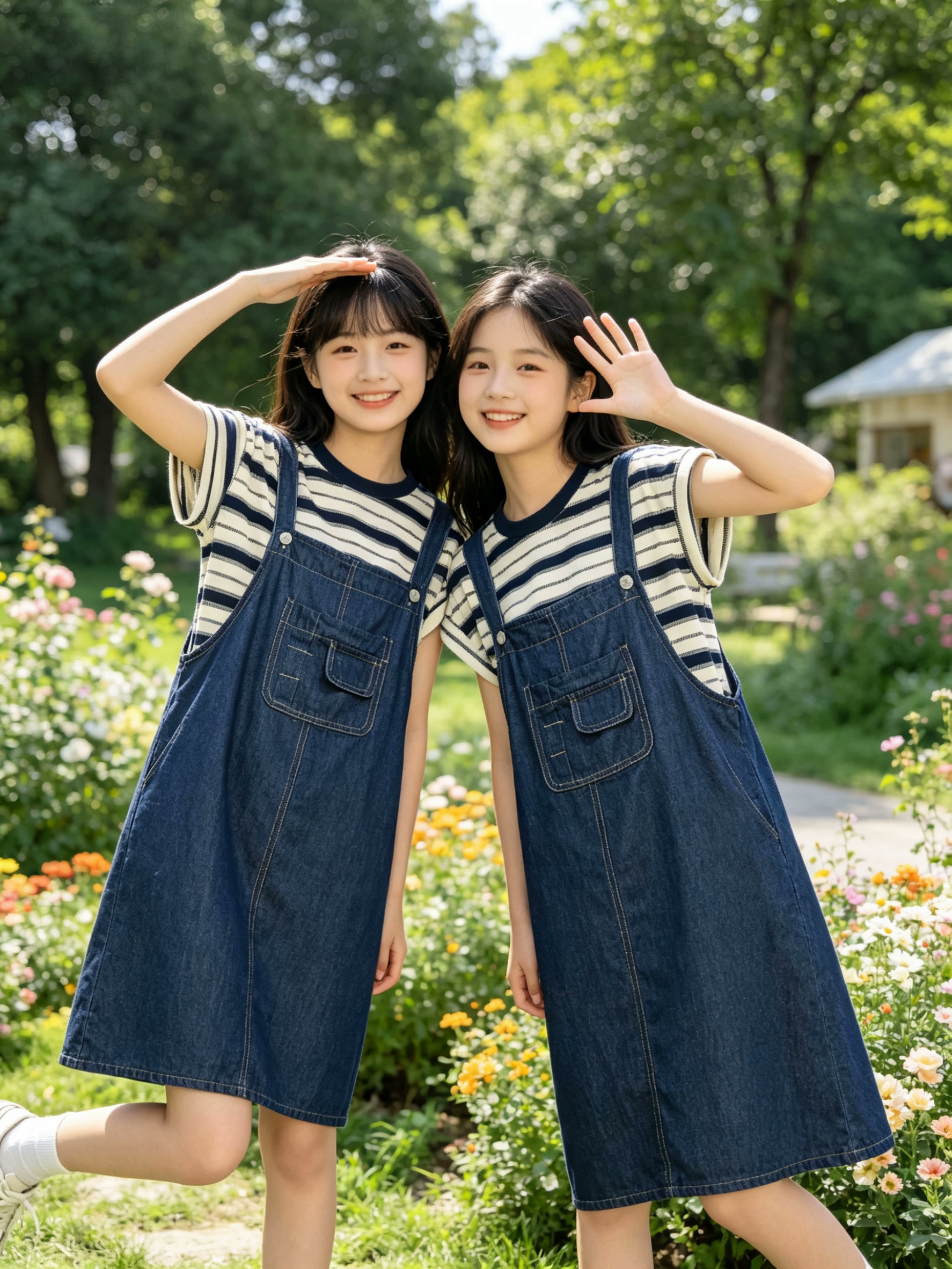女中大童牛仔背带裙套装夏季新款儿童韩版宽松休闲连衣裙裙子