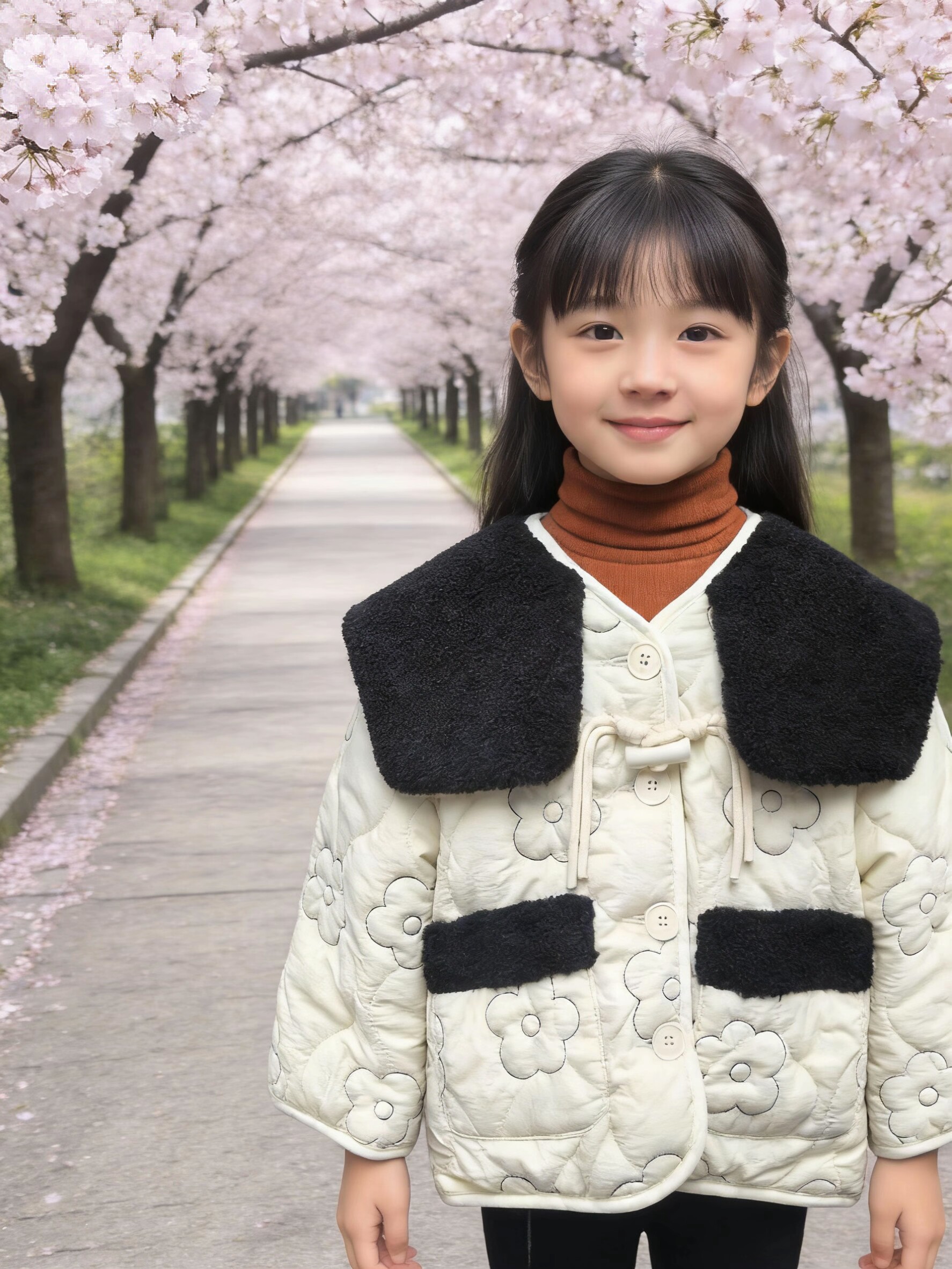 女中童棉服韩版童装2026秋冬季新品宝宝米色小花朵加棉保暖外套