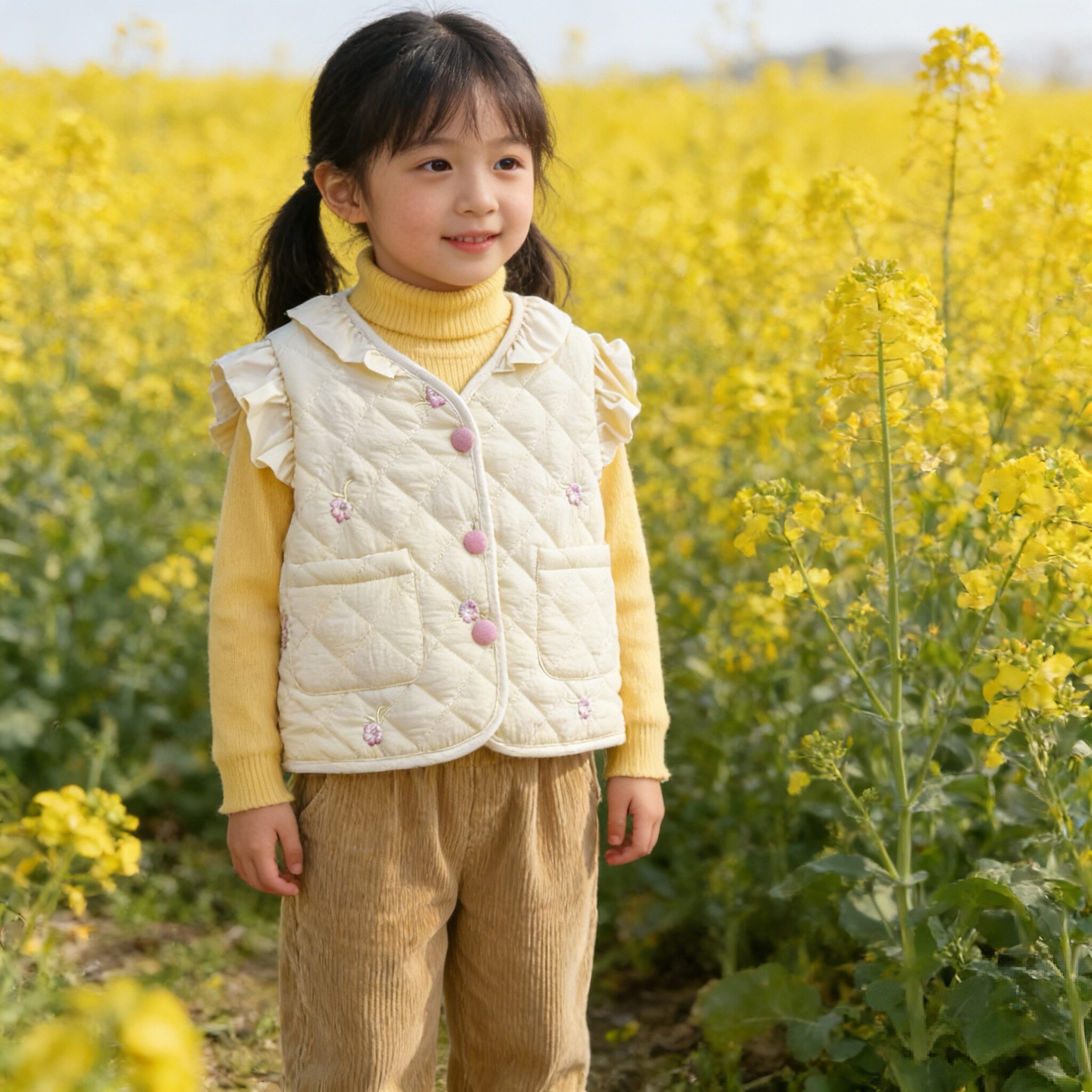 断码处理女小童棉服马甲春秋洋气宝宝儿童夹棉保暖背心外穿坎肩