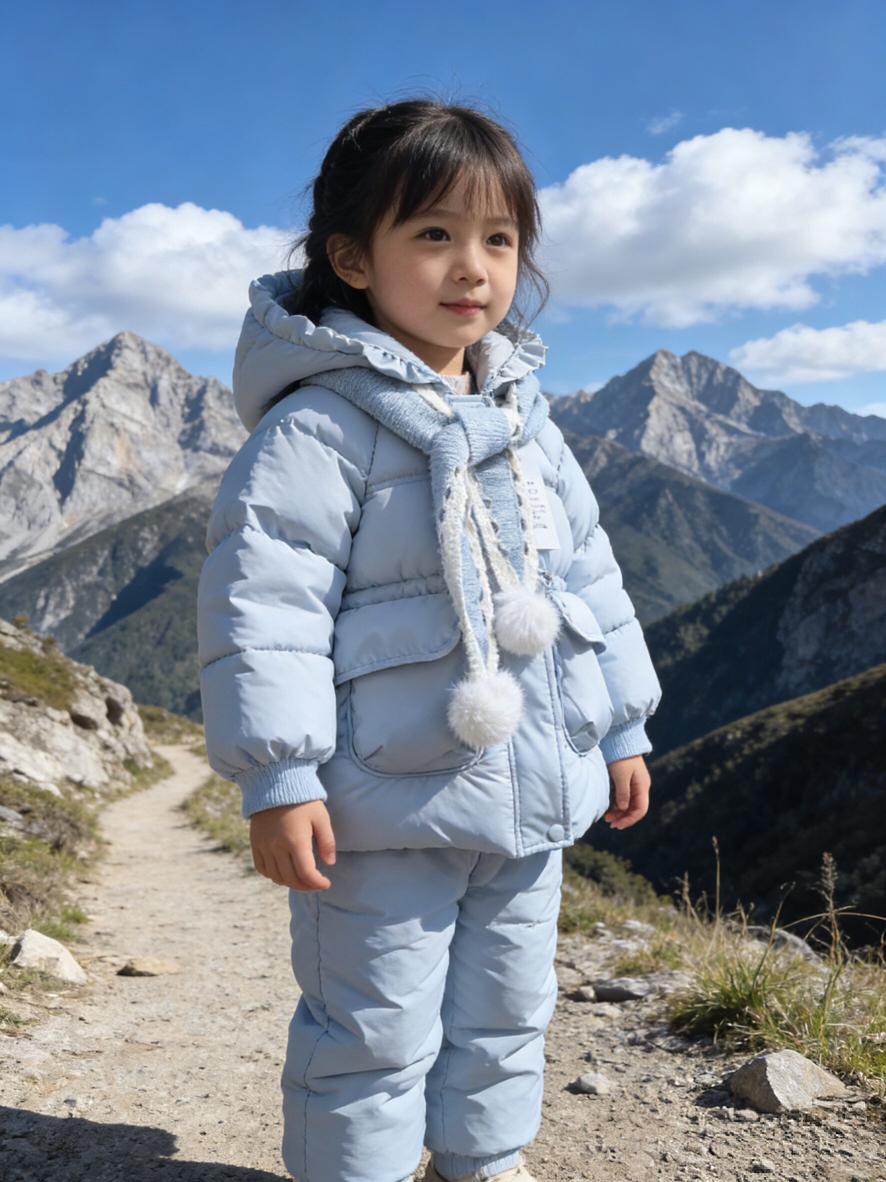 2026新款女小童秋冬棉服儿童棉衣外套棉袄棉服带围脖