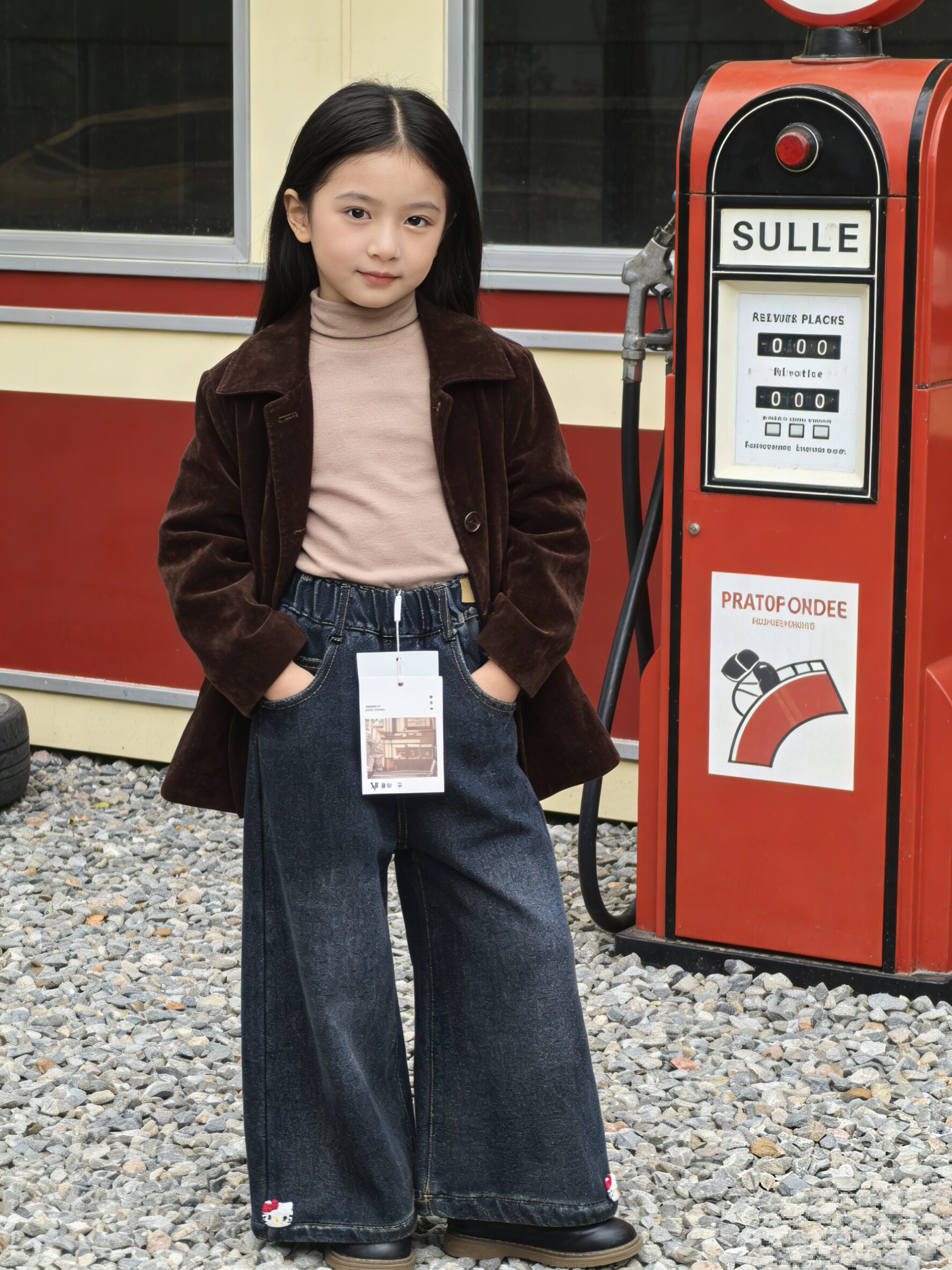 女童裤子冬装2025新款洋气女孩中童牛仔裤秋冬季加厚一体绒时髦裤