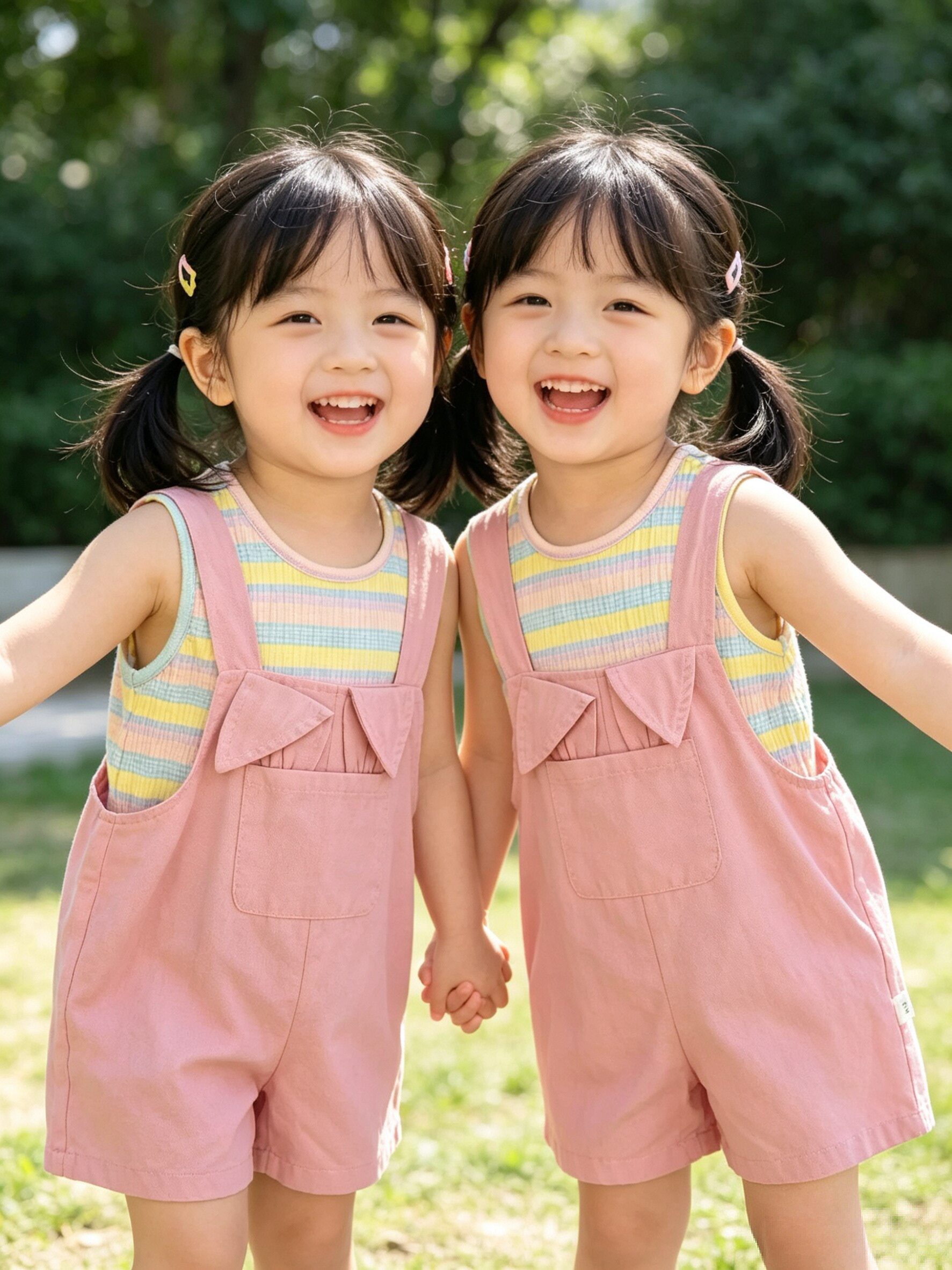 女童背带裤套装夏季2026新款儿童洋气时髦小童薄款夏装女宝两件套