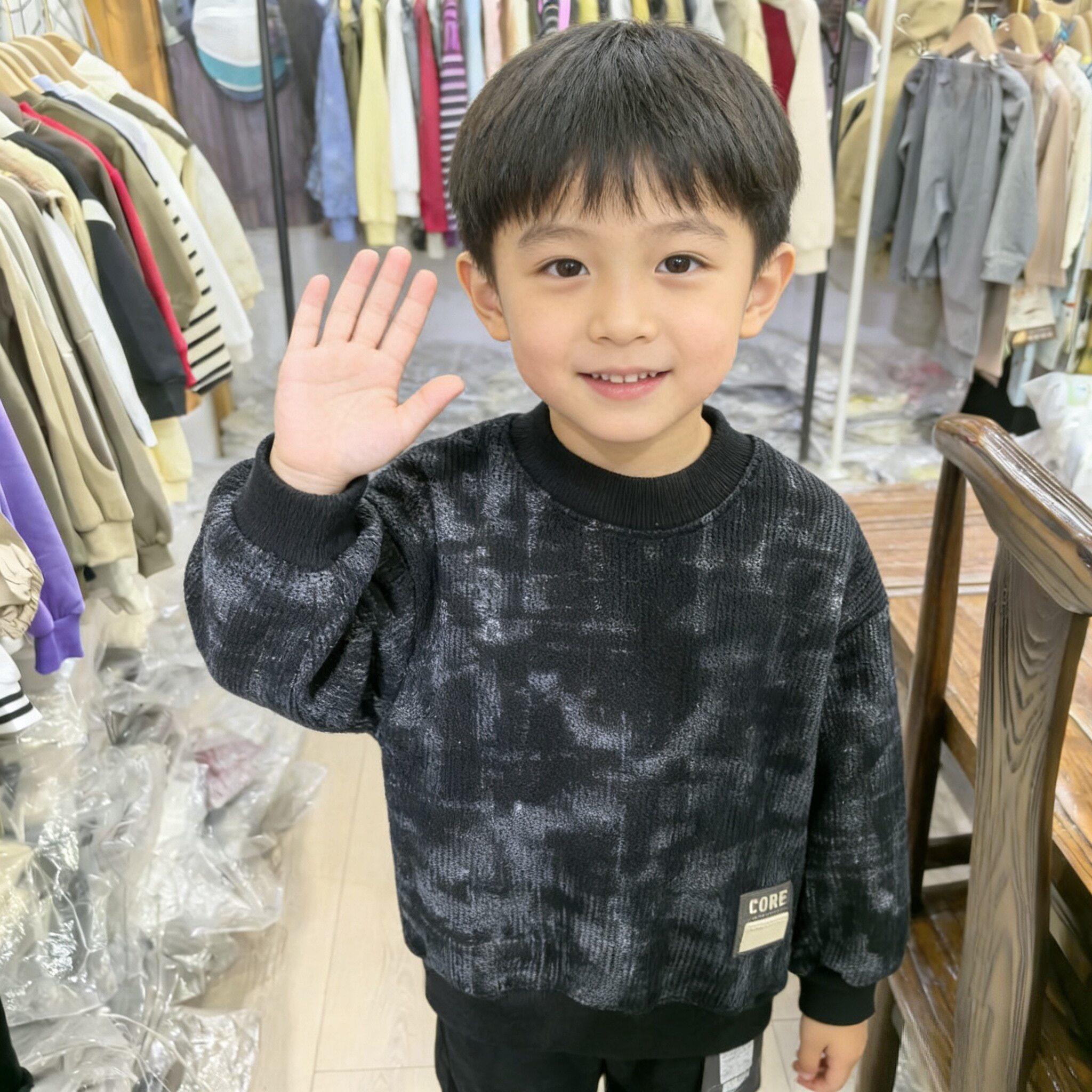 男童加绒加厚卫衣秋冬款2026新款中大童冬装一体绒打底衫男孩上衣