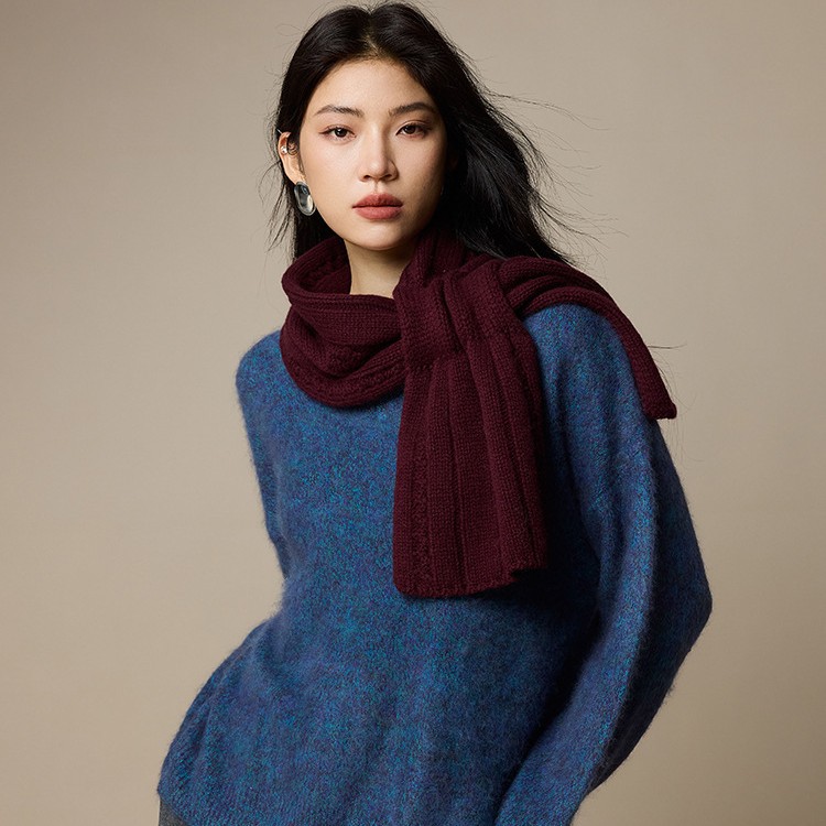 原创2025秋冬款氛围感纯羊毛围巾女绞花针织保暖围脖韩系百搭围巾