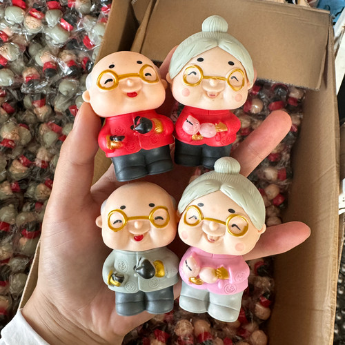 创意可爱老头老太烘焙蛋糕摆件老人祝寿生日蛋糕装饰摆件
