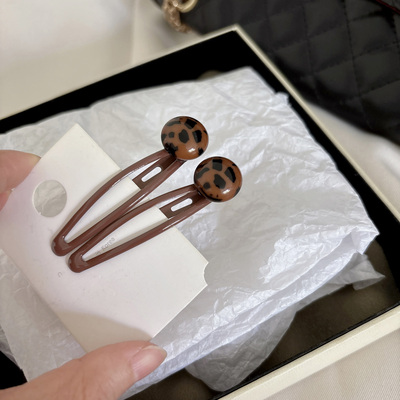 2个装~ins简约豹纹bb夹子可爱侧边碎发发夹头饰甜美少女网红发卡