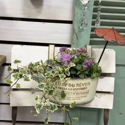 铁艺做旧铁皮壁挂花盆花盒 半圆壁挂盆HEURE DU REVEIL绿植墙面