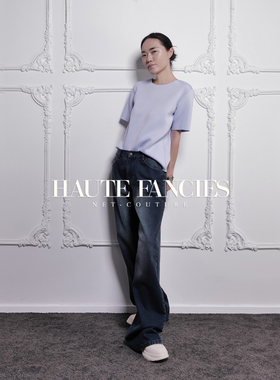 极简 HAUTE FANCIES后构想｜25早秋新品浅蓝色宽松空气层圆领上衣