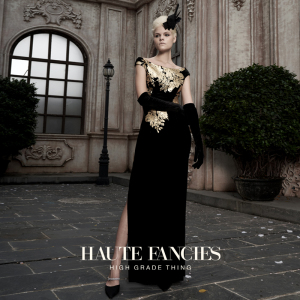 黑金 HAUTE FANCIES后构想 | 牡丹花黑色丝绒法式修身开衩连衣裙