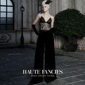 女 黑色性感真丝丝绒高腰阔腿裤 基础搭配HAUTE FANCIES后构想