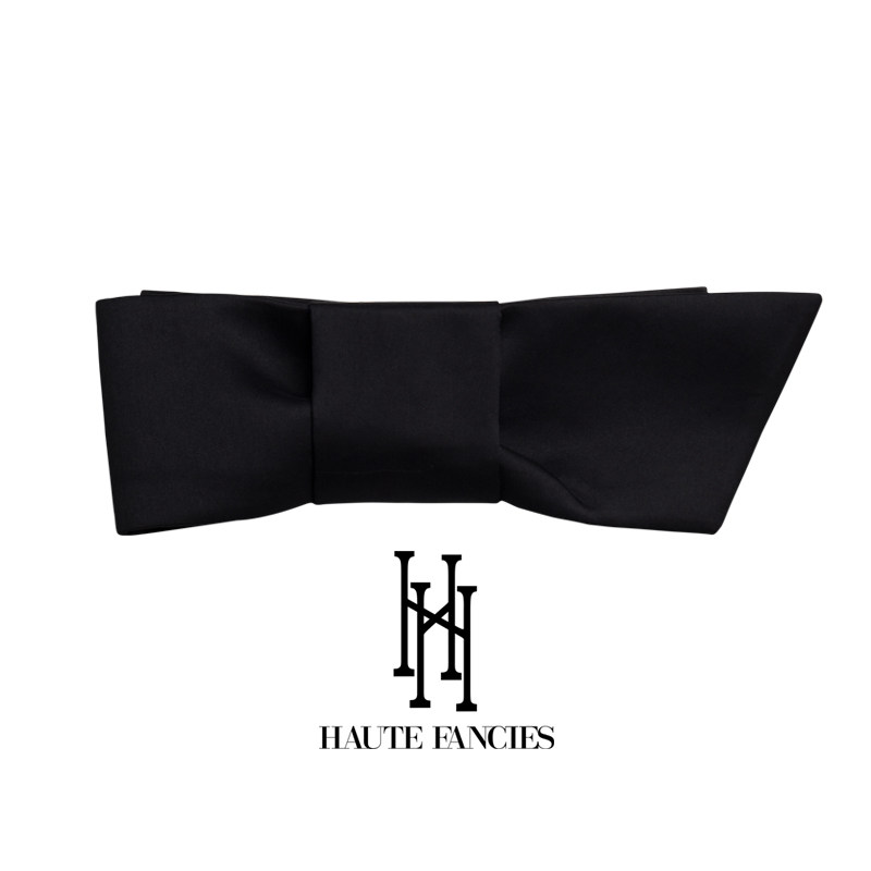 裙子的挚爱 HAUTE FANCIES后构想｜黑色高级缎面蝴蝶结宽腰带