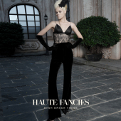 长裤 基础搭配HAUTE 喇叭裤 黑色真丝丝绒高腰修身 FANCIES后构想