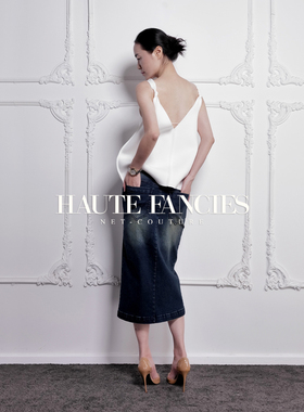 极简  HAUTE FANCIES后构想｜白色双面针织一字领露背上衣25早秋