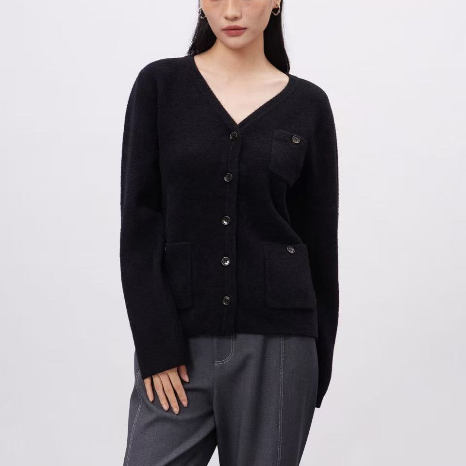 美依品牌尾货M系列定制微绒纱线时髦针织单件开衫上衣