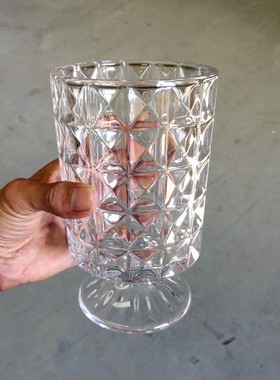 加厚水晶花纹玻璃花瓶餐具筷子筒杯高脚水培创意花瓶家居书桌摆件