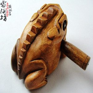 泰国实木青蛙摆件旅游纪念工艺礼品手工木雕蟾蜍创意木鱼儿童玩具