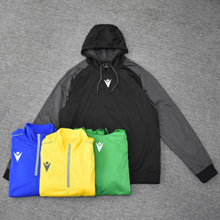 半拉链连帽运动卫衣 磨毛立领足球训练服长袖 男士 春秋季